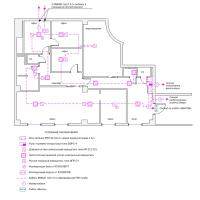 Схема монтажа пожарной сигнализации офисного помещения (эконом-вариант)