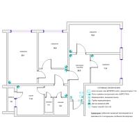 Схема монтажа охранной сигнализации и СКД четырехкомнатной квартиры (эконом-вариант)